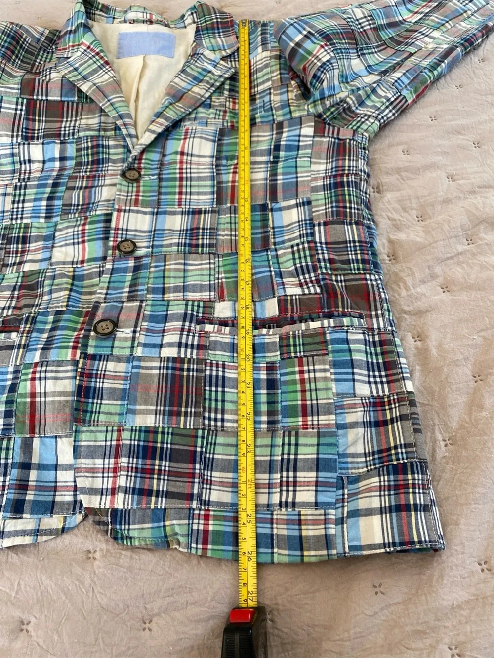 The Children's Place Boy Patchwork Madras Blazer Nantucket Wedding Size 14? READ